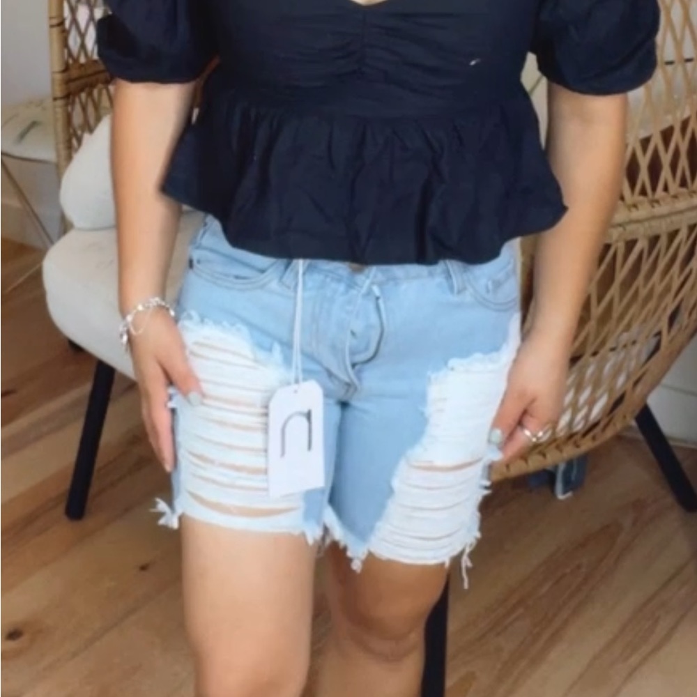 High waisted denim shorts